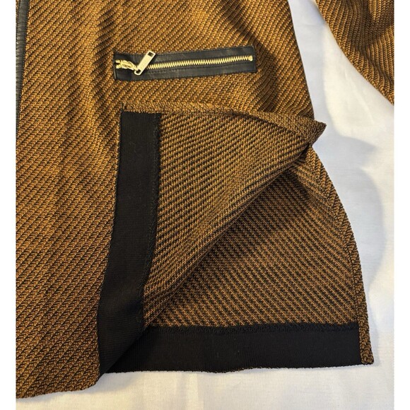 MISOOK Faux Leather Trim Jacket XL Brown Textured Single Clasp 3/4 Sleeve Career - Picture 11 of 16